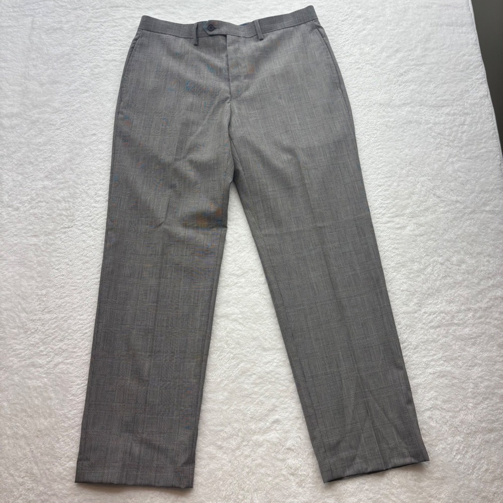 Lauren Ralph Lauren Mens Grey Glen Plaid 100% Wool Dress Pants 34W 30L